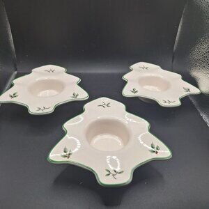 Spode Christmas Tree  Votive Candle Holders Set Of 3 NOS